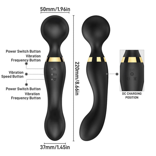USB Rechargeable Massager Wand Vibrating Magic Massage Full Body Therapy Double Head