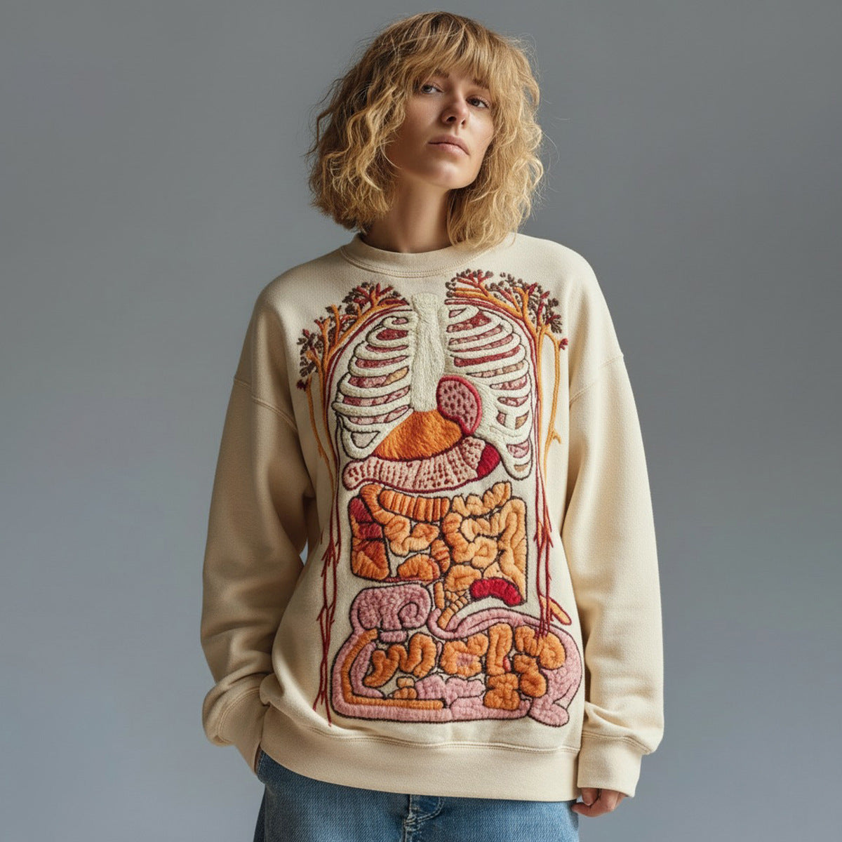 American-style Crewneck Long-sleeve Sweater For Women