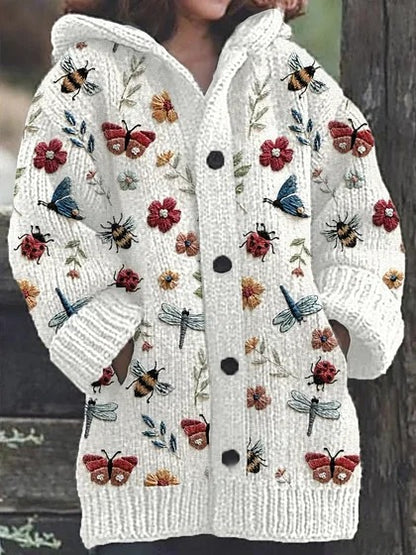 Womens Mid-Length Plush Cartoon Hooded Coat