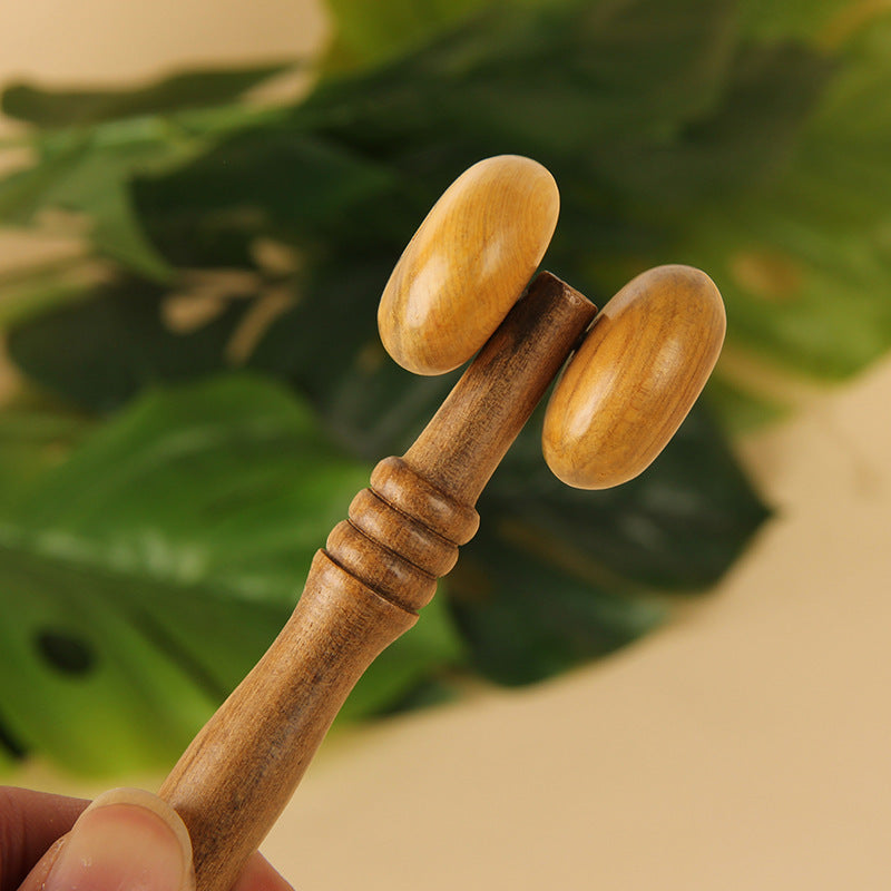 Wooden Sandalwood Massager Hand Push Roller Health Care Meridian Massage