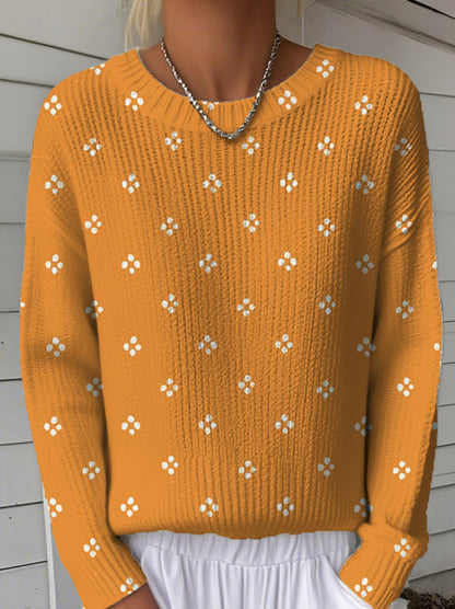 American-style Crewneck Long-sleeve Sweater For Women