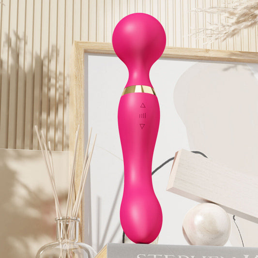 USB Rechargeable Massager Wand Vibrating Magic Massage Full Body Therapy Double Head