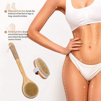 Bath Brush Suit Long Handle Bristle Brush Rub Back Massage Brush Cleaning Brush