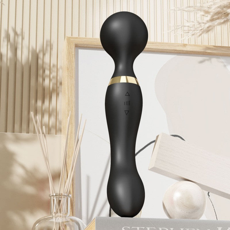 USB Rechargeable Massager Wand Vibrating Magic Massage Full Body Therapy Double Head