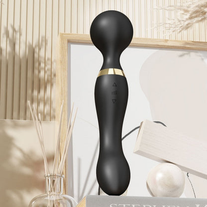 USB Rechargeable Massager Wand Vibrating Magic Massage Full Body Therapy Double Head