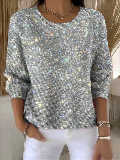 American-style Crewneck Long-sleeve Sweater For Women
