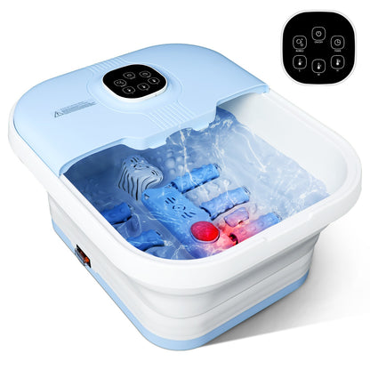 Electric Collapsible Foot Spa With Heat, Foot Massager With 16 Massage Rollers & Bubble, Foot Bath Massager For Home Use,Remote Control