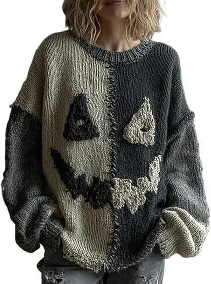 American-style Crewneck Long-sleeve Sweater For Women