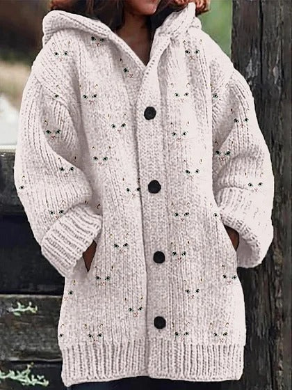 Womens Mid-Length Plush Cartoon Hooded Coat