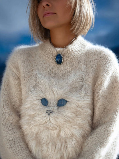American-style Crewneck Long-sleeve Sweater For Women
